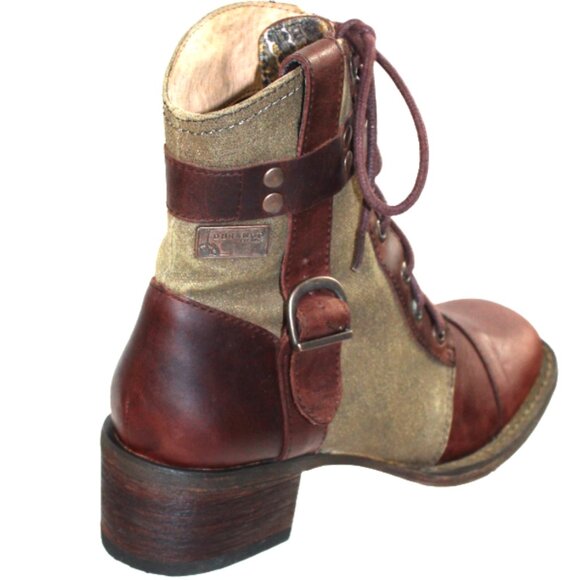 Durango World Traveler Lacer Oak Brown Vintage Leather Canvas Lace-Up Bo… - Picture 9 of 10